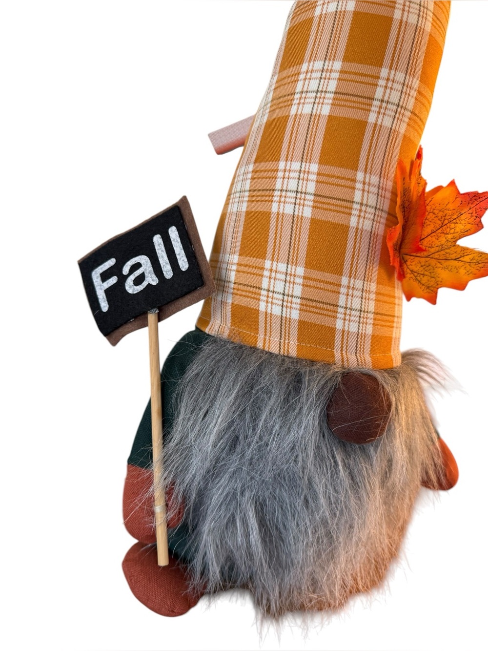 Huntington Home 20” Fall Gnome NWT Orange Plaid Autumn Decor